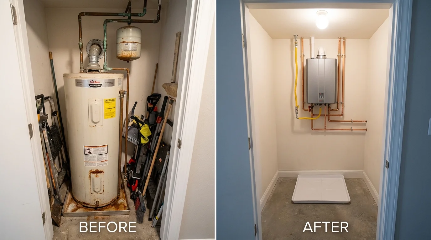 Tank water heater versus wall-mounted tankless unit comparison for Culver City, CA homeowners