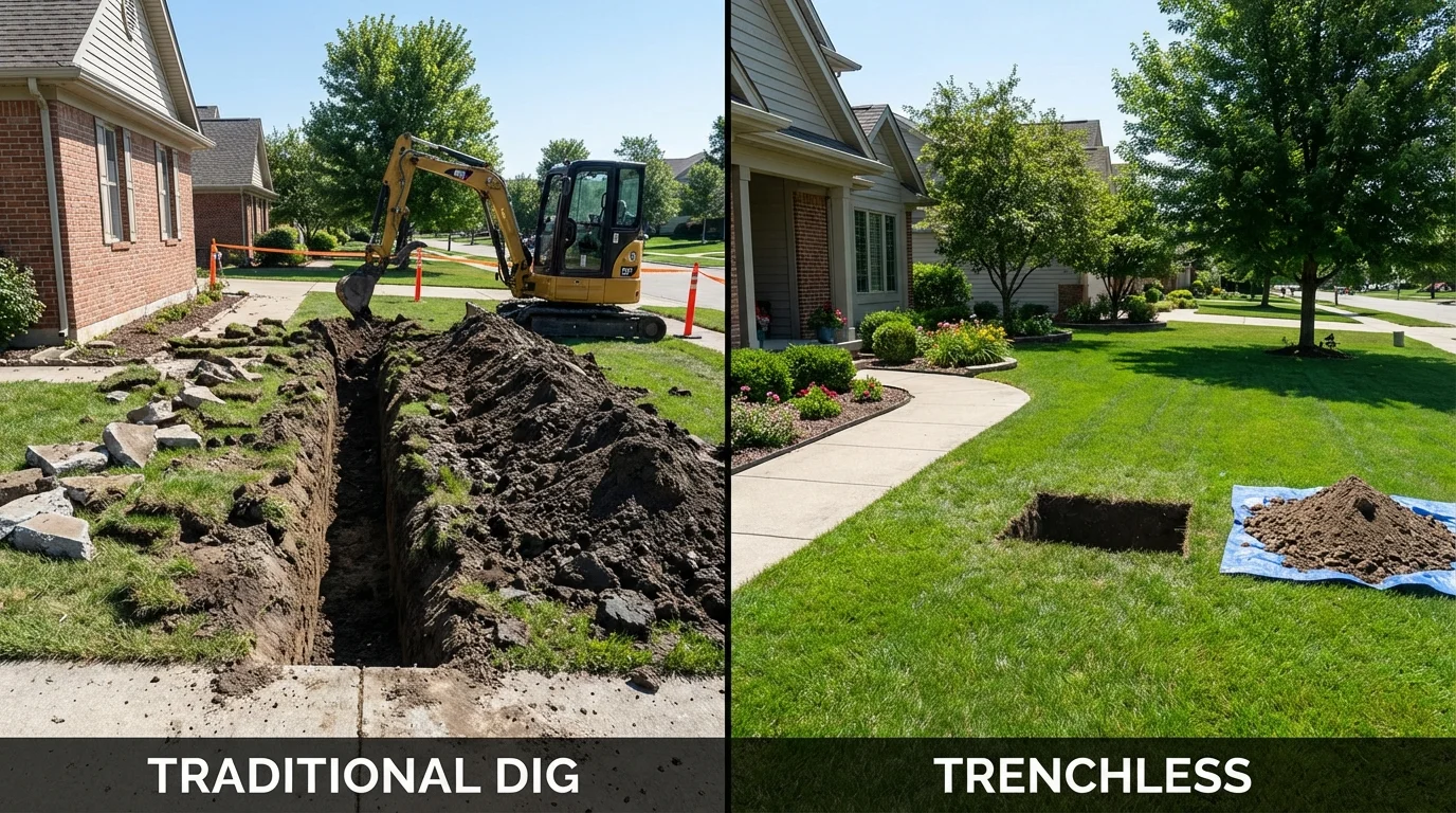 Trenchless sewer repair with minimal yard damage versus traditional excavation in Culver City, CA